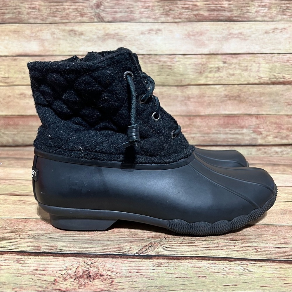 Sperry Black Wool Quilted Duck Boots - Picture 3 of 8